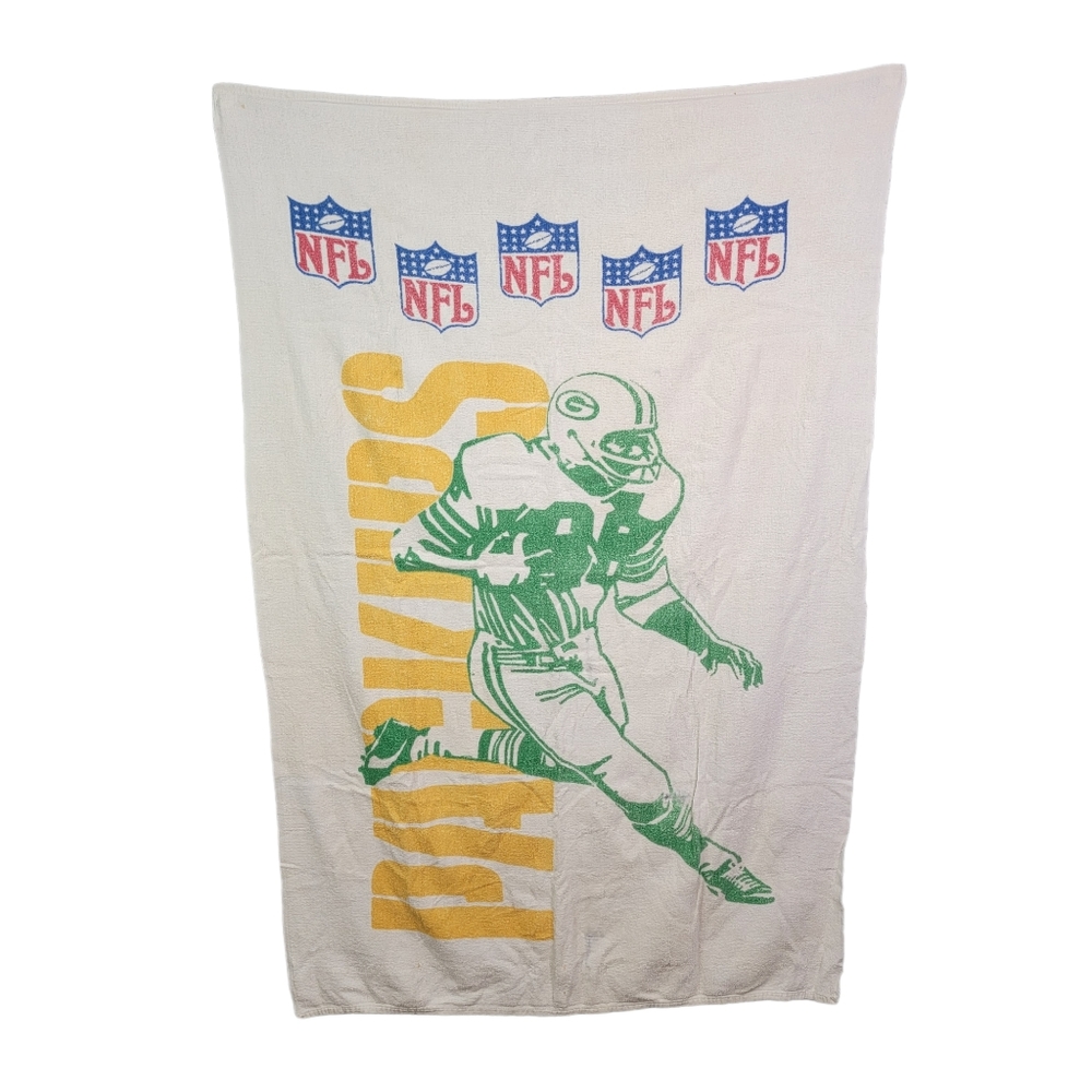 Greenbay Packers Vintage Oversized Beach Pool Towl Thin One Sided